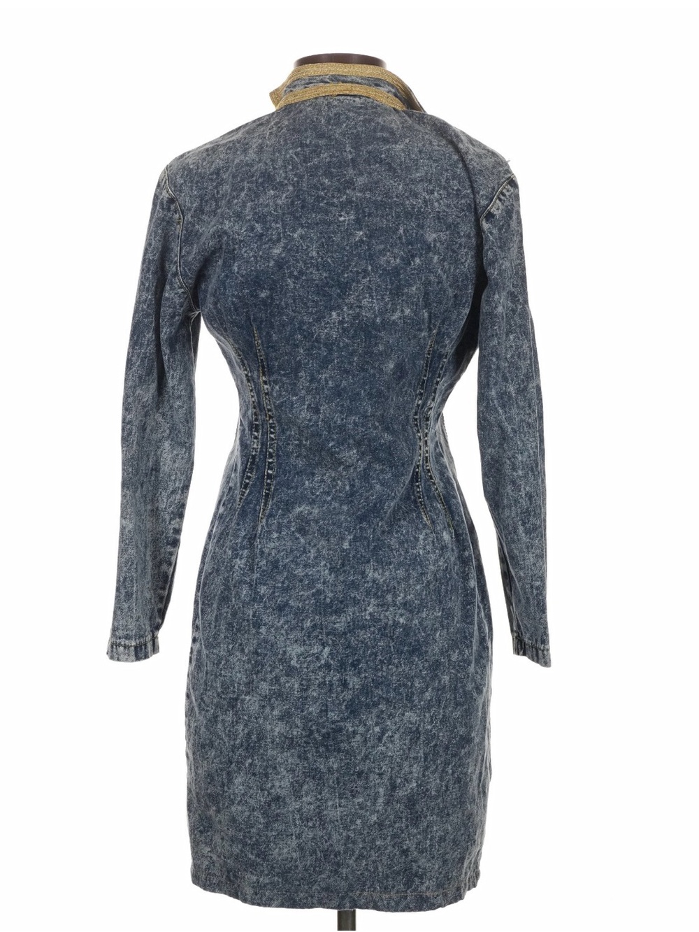 Vintage Cache Denim Dress Jacket Embellished Gold Studded Double Breasted Coat - Picture 2 of 5